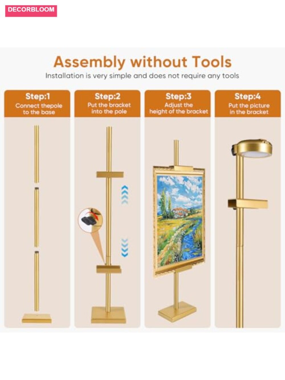 Adjustable Tabletop Easel Stand with Rechargeable 13RGB Light - Picture 4 of 6